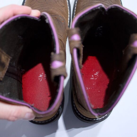 Justin Gypsy L9903 8” Brown Purple Leather Embroidered Western Boots Women's 8B - Picture 14 of 15